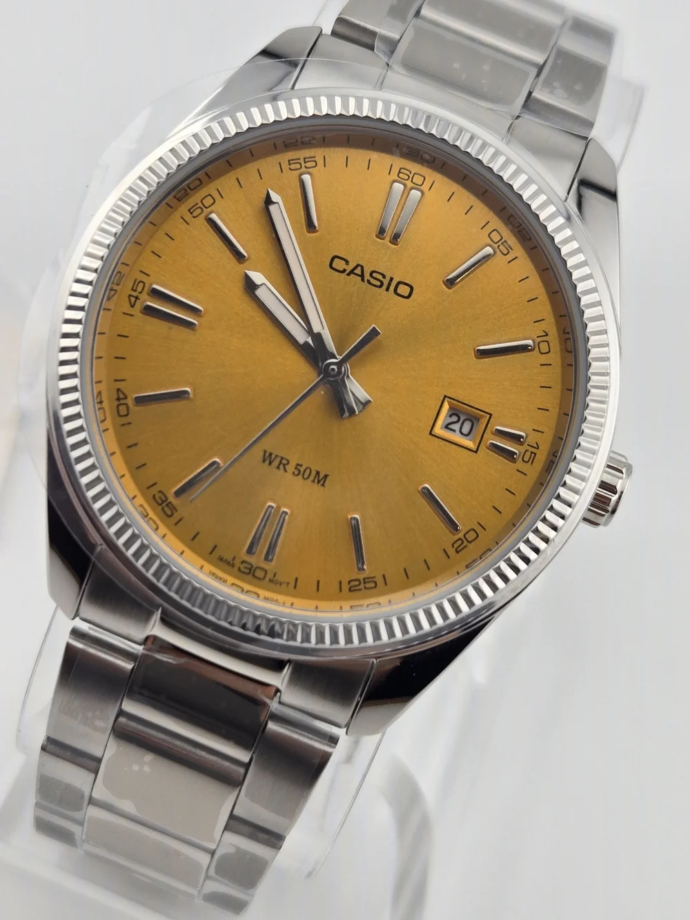 Casio Men's Stainless Steel Watch with Yellow Dial